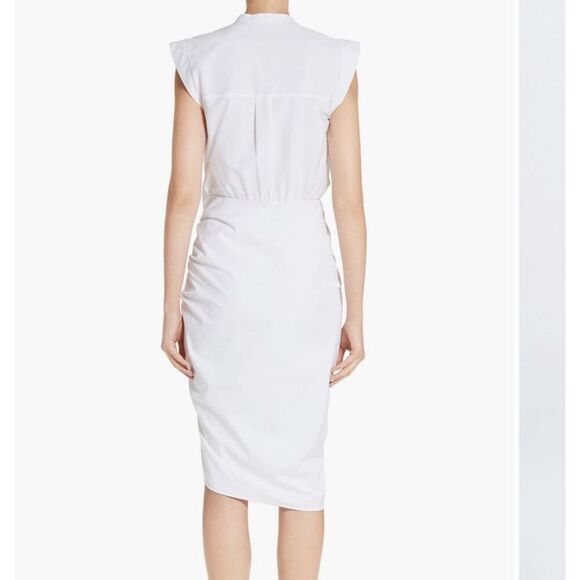 Veronica Beard ruched shirtdress stretch cotton dress white size 2 NWT - Picture 3 of 10